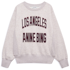 Anine Bing Harry Shrunken Sweatshirt LA, Oatmeal Melange